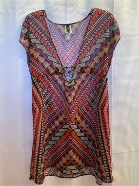 Becca Sheer V-Neck Swim Coverup - Multicolor